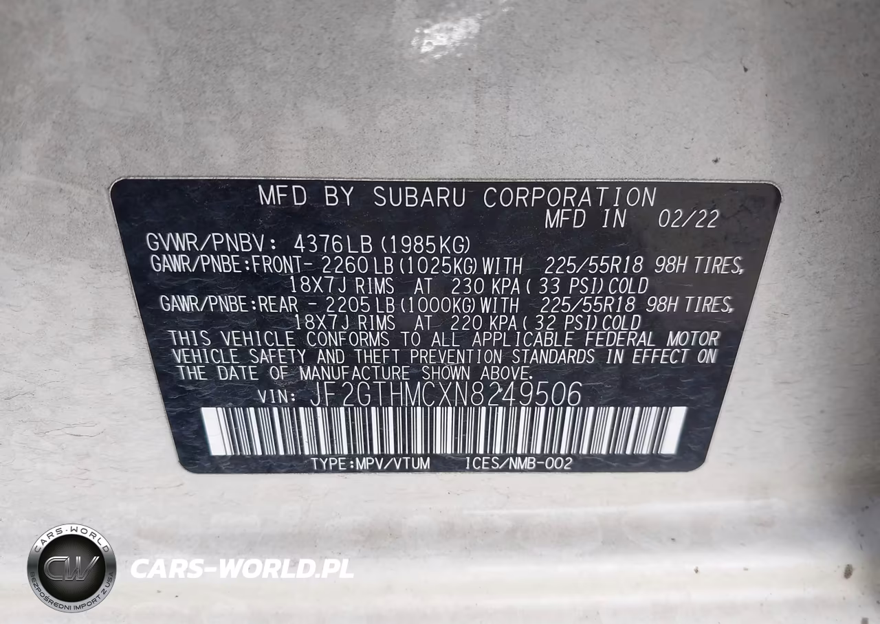 2022 Subaru Crosstrek Limited VIN:JF2GTHMCXN8249506 - 9