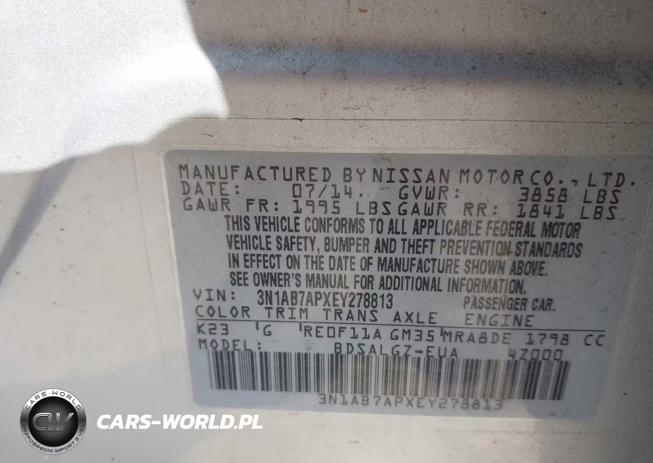 2014 Nissan Sentra Sl VIN:3N1AB7APXEY278813 - 9