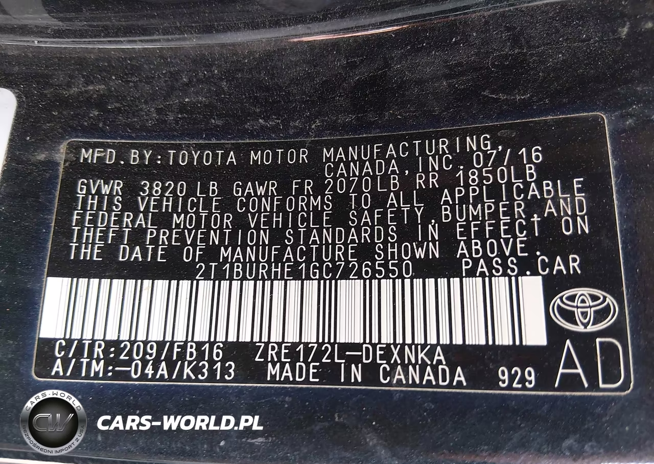 2016 Toyota Corolla Le VIN:2T1BURHE1GC726550 - 9