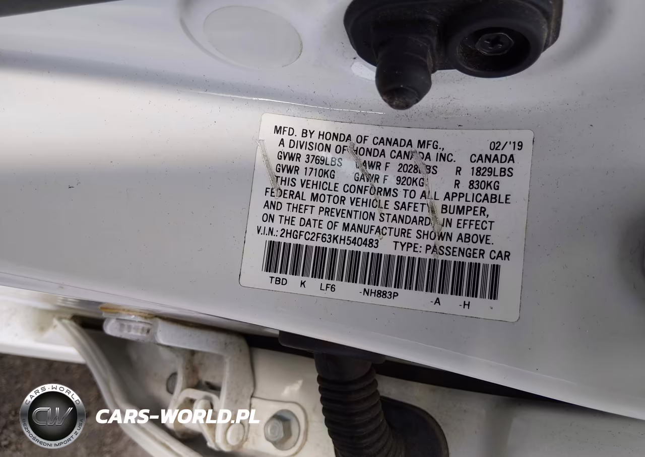 2019 Honda Civic Lx VIN:2HGFC2F63KH540483 - 9