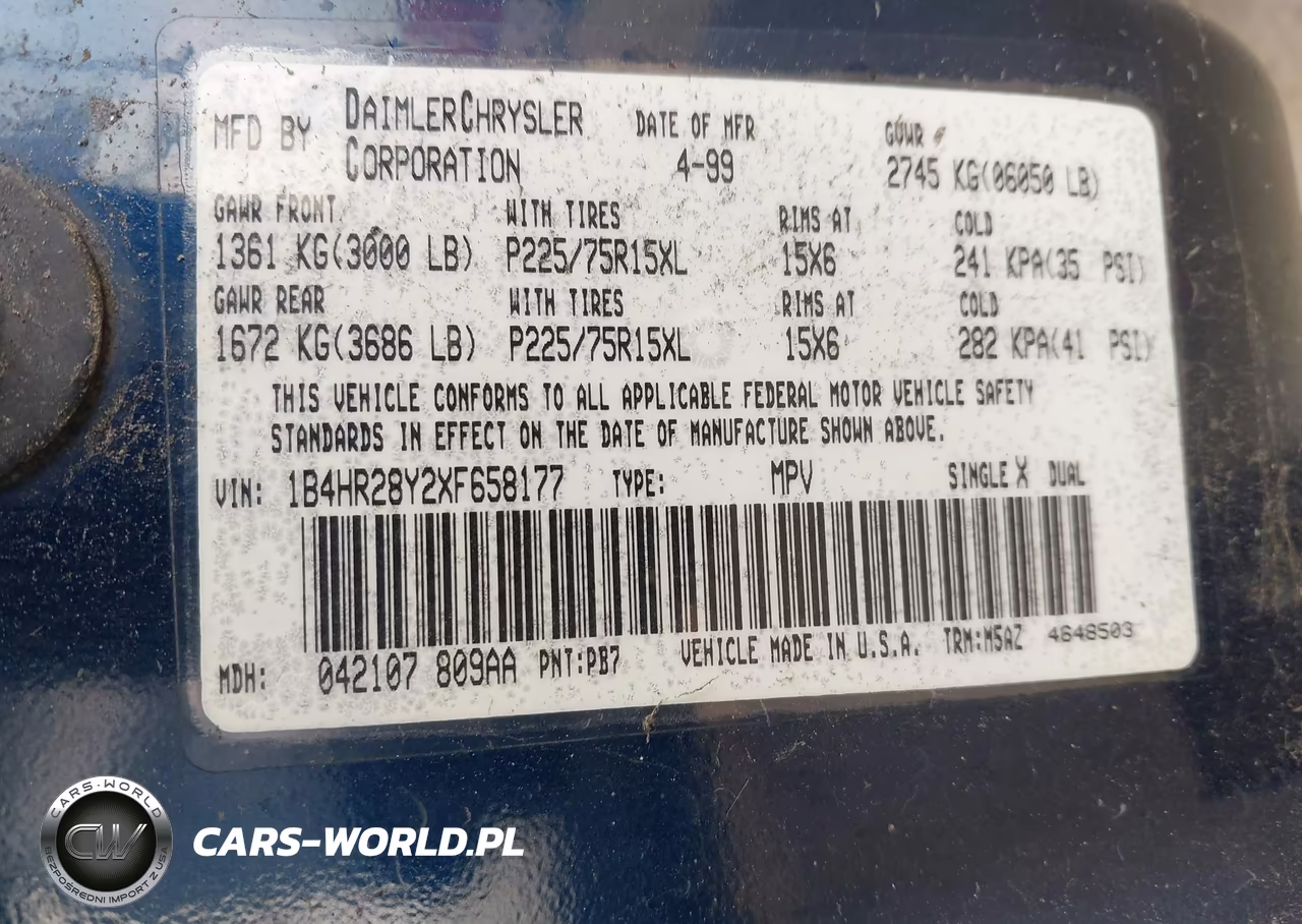 1999 Dodge Durango VIN:1B4HR28Y2XF658177 - 9