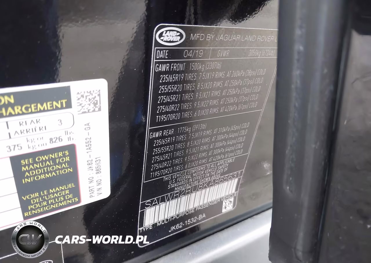 2019 Land Rover Range Rover Sport Hse Mhev VIN:SALWR2RU8KA865631 - 9