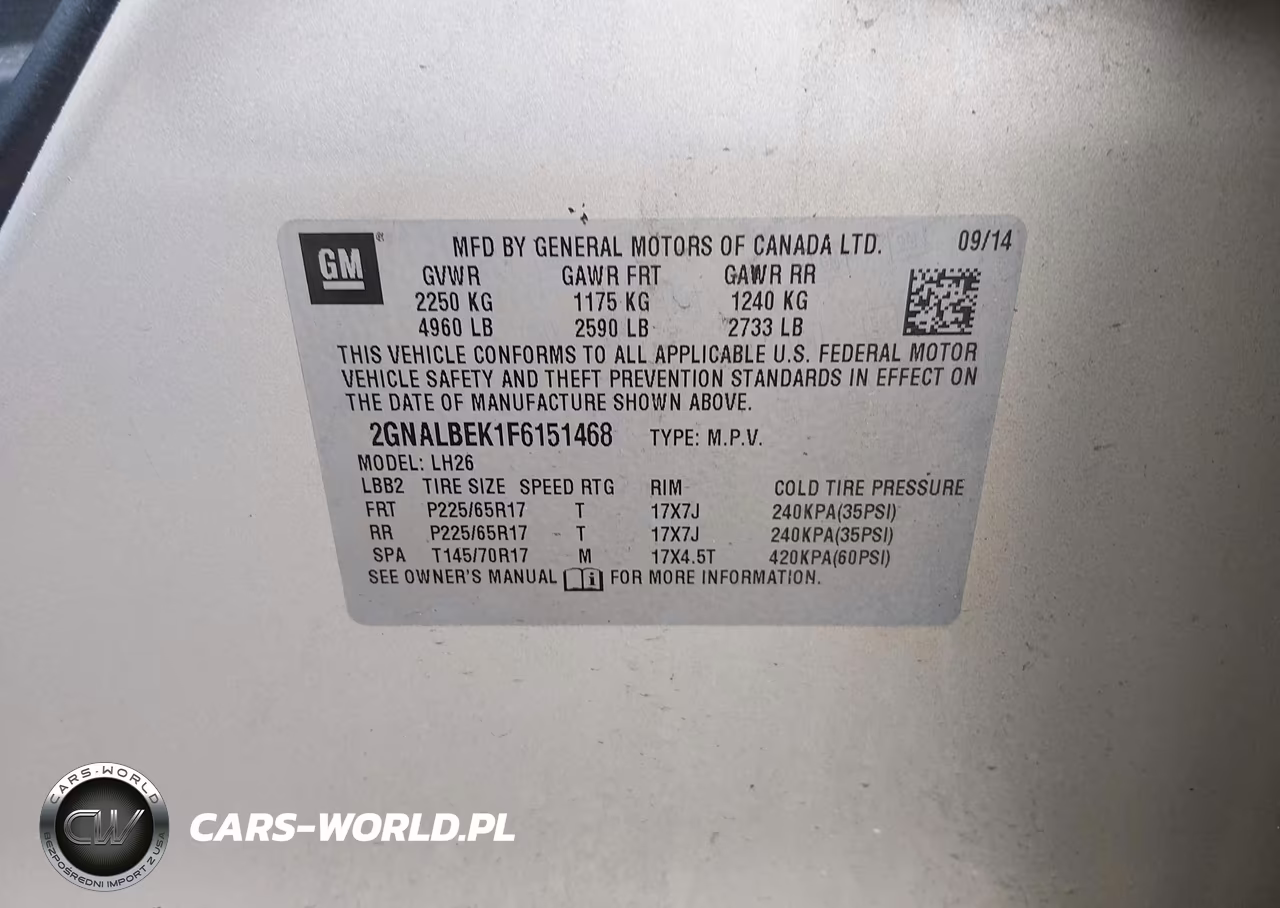 2015 Chevrolet Equinox 1Lt VIN:2GNALBEK1F6151468 - 9