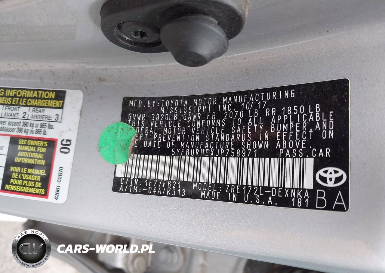 2018 Toyota Corolla Le VIN:5YFBURHEXJP758971 - 9