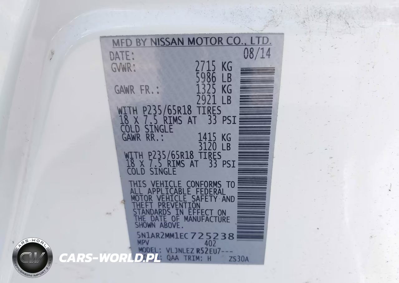 2014 Nissan Pathfinder Sv VIN:5N1AR2MM1EC725238 - 9
