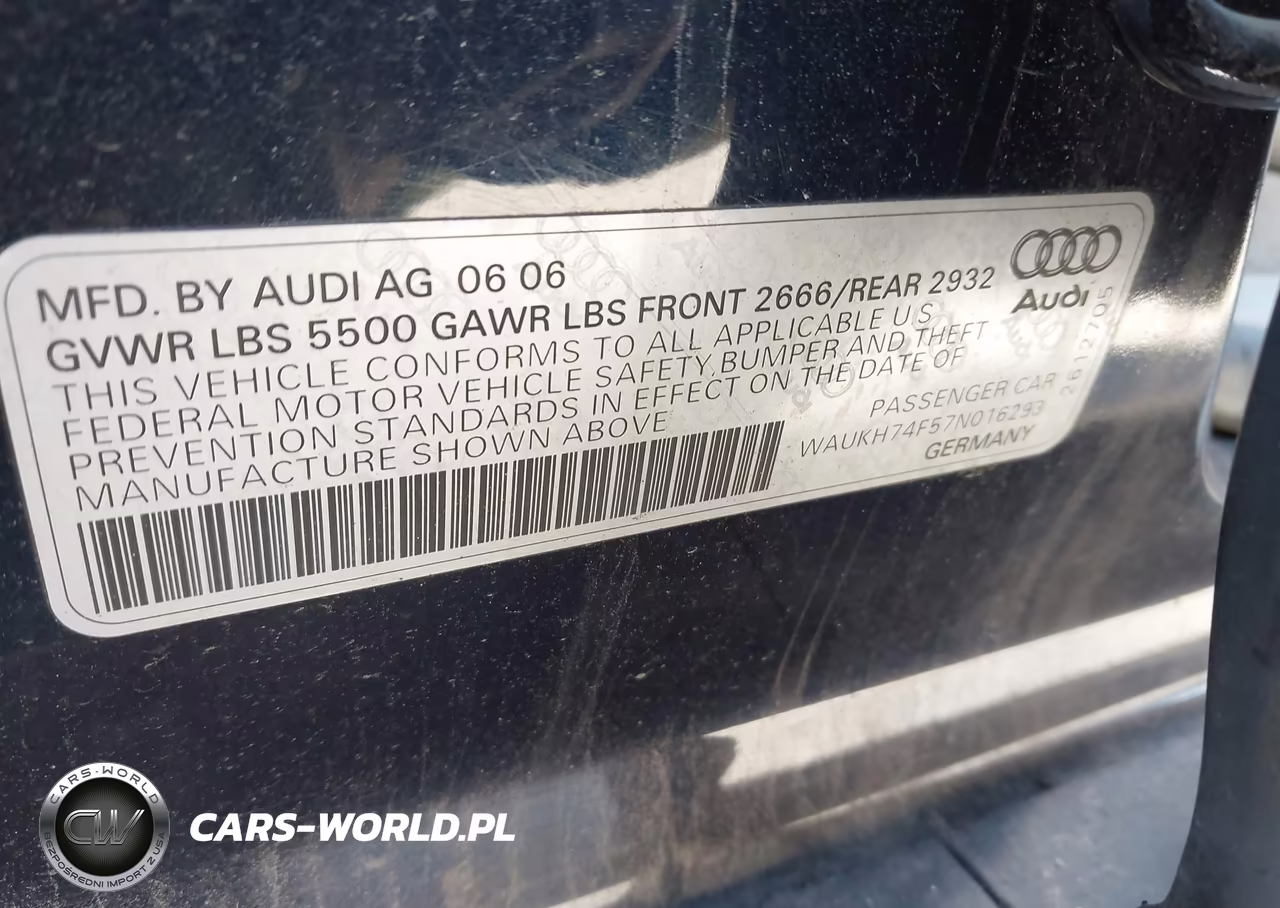 2007 Audi A6 3.2 Avant VIN:WAUKH74F57N016293 - 9