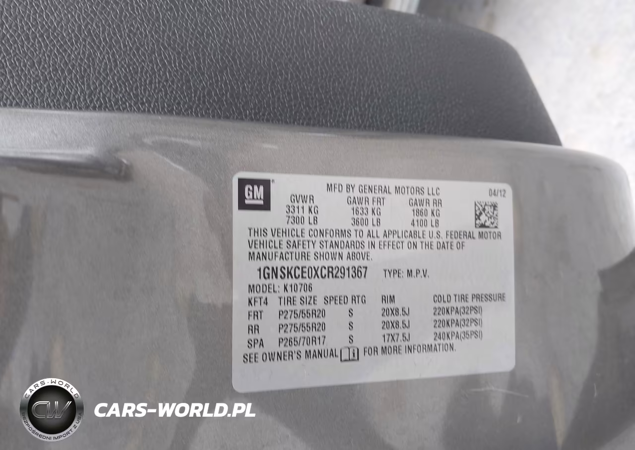 2012 Chevrolet Tahoe Ltz VIN:1GNSKCE0XCR291367 - 9
