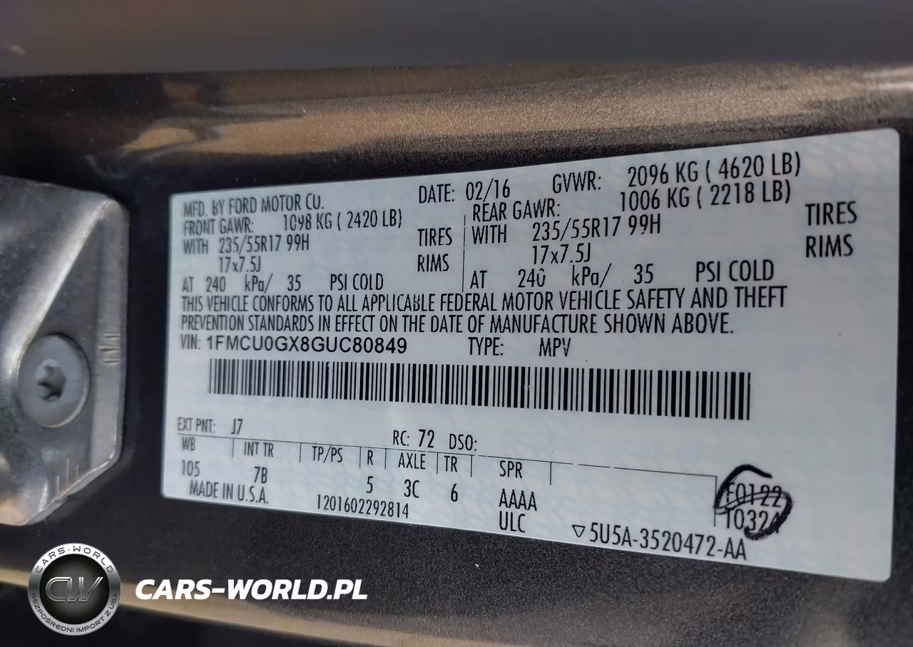 2016 Ford Escape Se VIN:1FMCU0GX8GUC80849 - 9