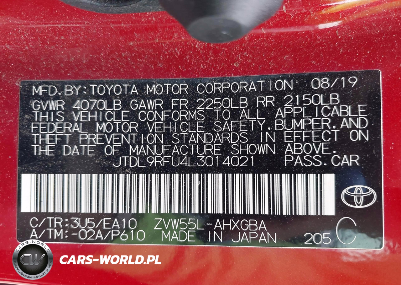2020 Toyota Prius Xle Awd-E VIN:JTDL9RFU4L3014021 - 9