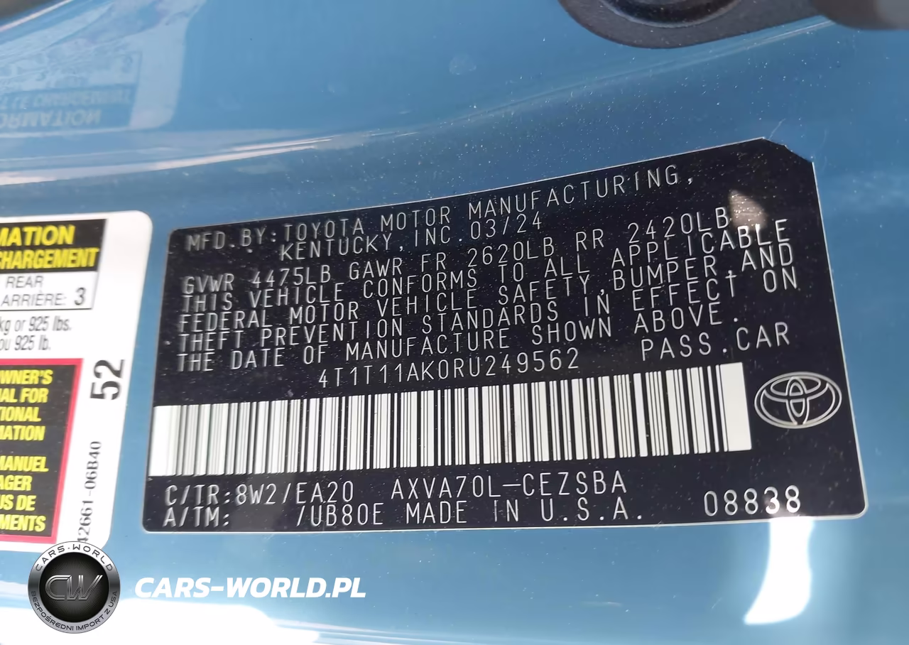 2024 Toyota Camry Se VIN:4T1T11AK0RU249562 - 9