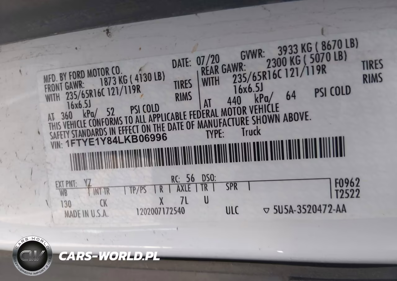 2020 Ford Transit-150 VIN:1FTYE1Y84LKB06996 - 9