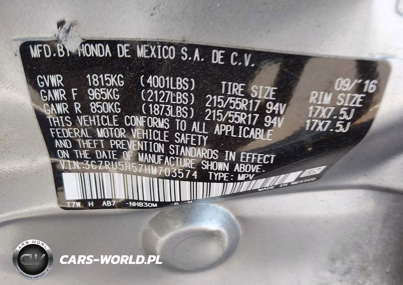 2017 Honda Hr-V Ex VIN:3CZRU5H57HM703574 - 9