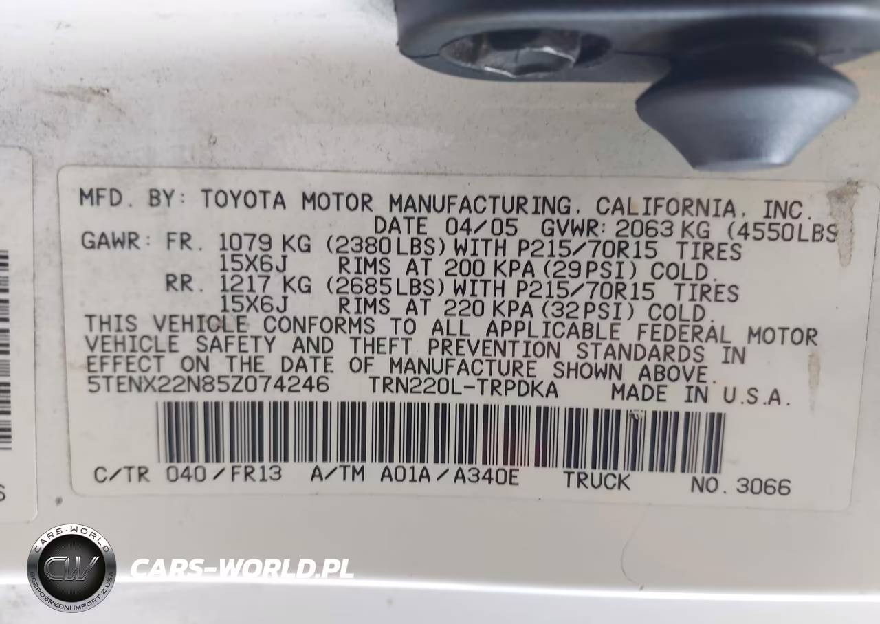 2005 Toyota Tacoma VIN:5TENX22N85Z074246 - 9