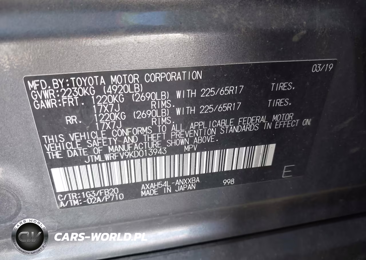 2019 Toyota Rav4 Hybrid Le VIN:JTMLWRFV9KD013943 - 9