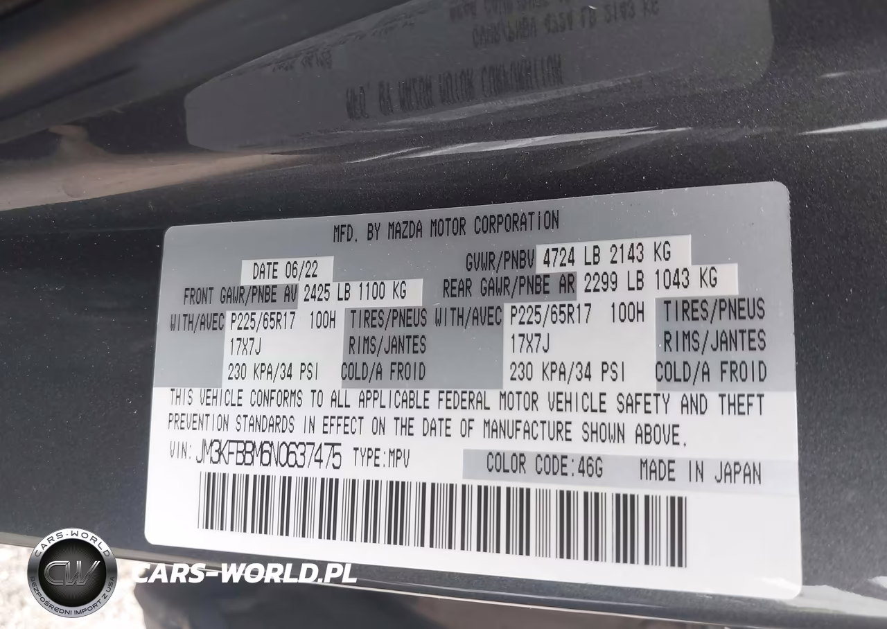 2022 Mazda Cx-5 2.5 S Select VIN:JM3KFBBM6N0637475 - 9
