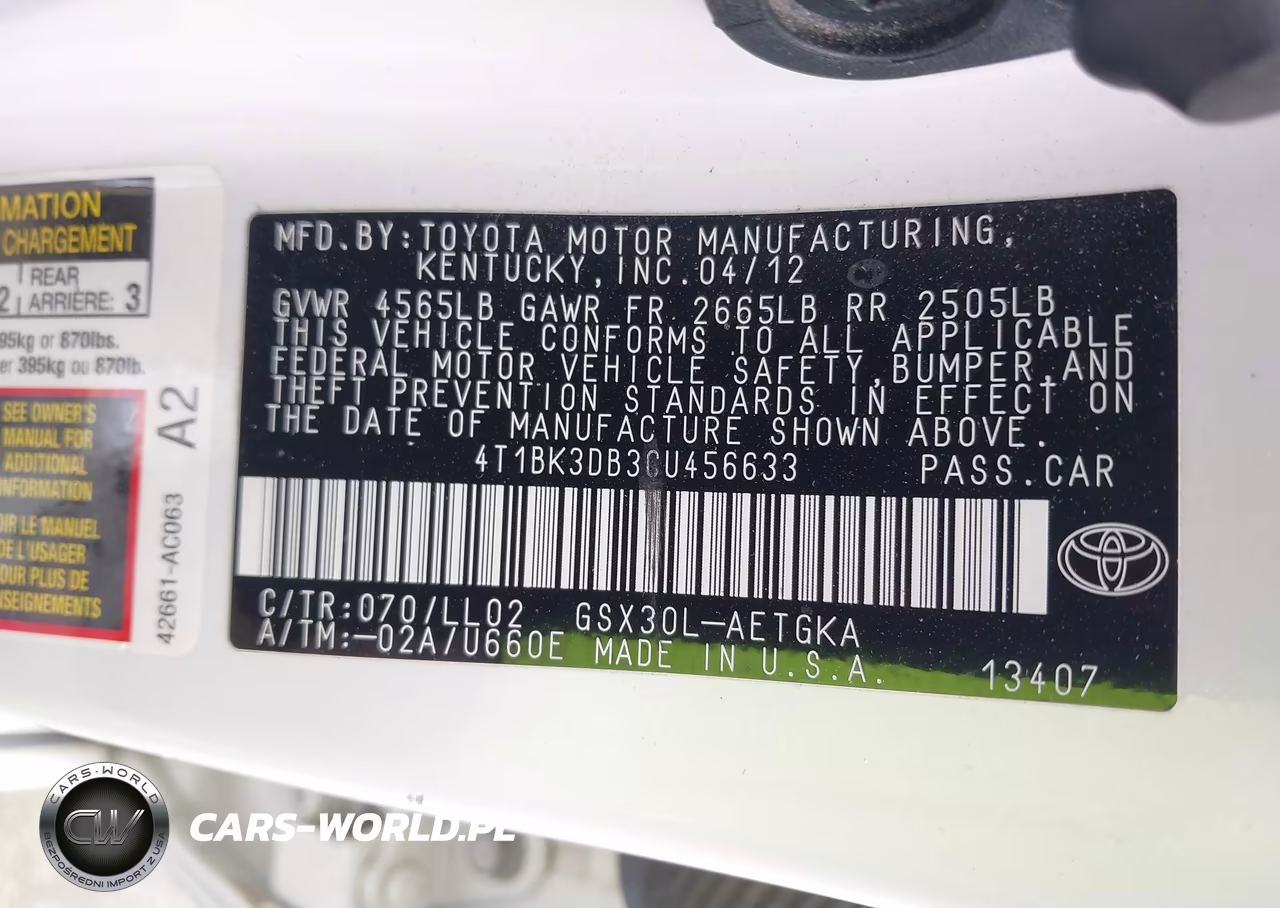 2012 Toyota Avalon VIN:4T1BK3DB3CU456633 - 9