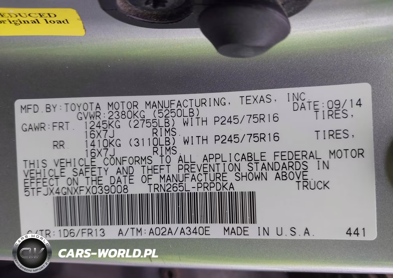 2015 Toyota Tacoma Prerunner VIN:5TFJX4GNXFX039008 - 9