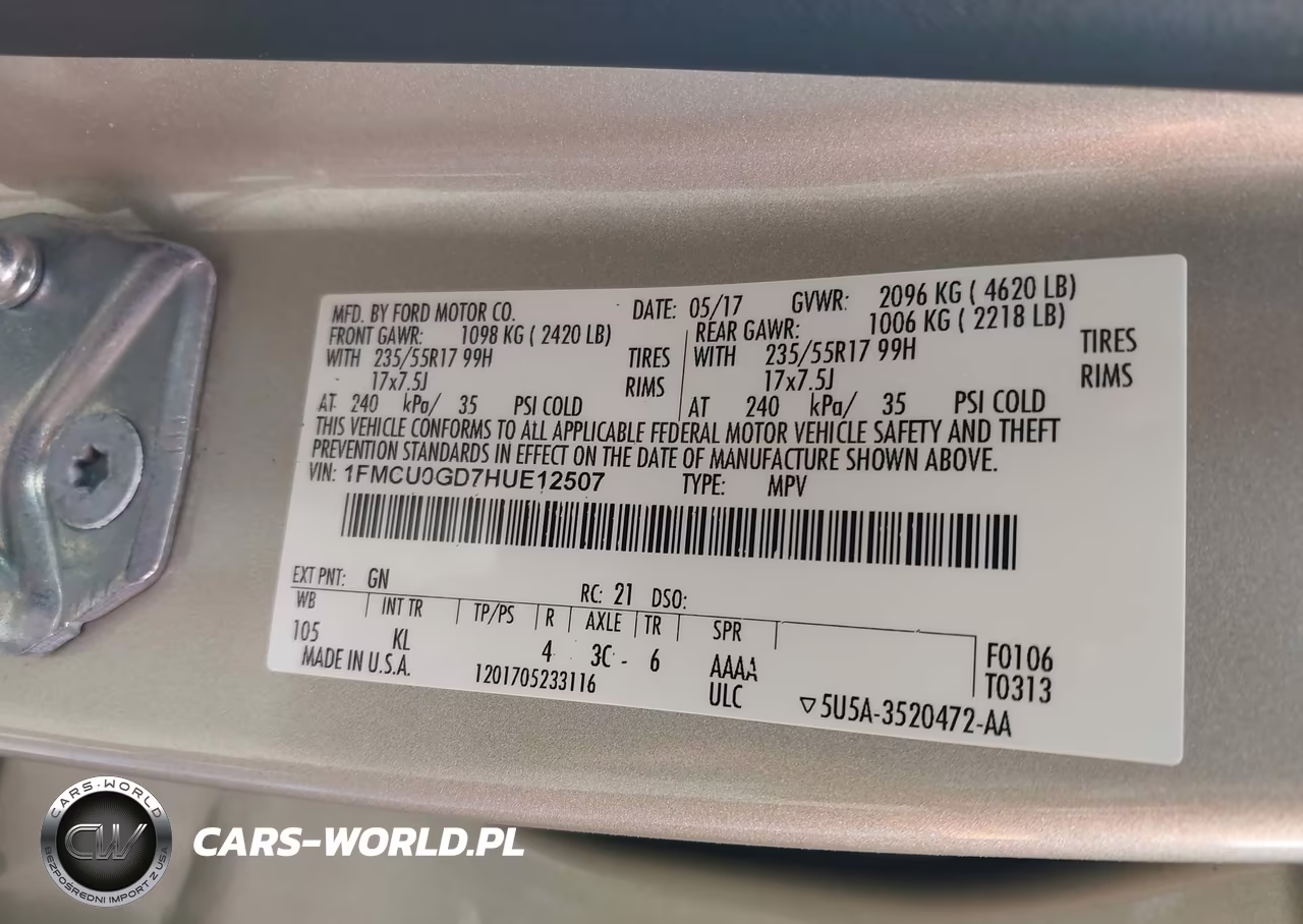 2017 Ford Escape Se VIN:1FMCU0GD7HUE12507 - 9