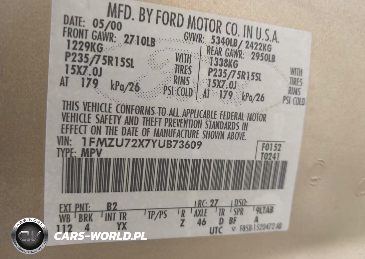 2000 Ford Explorer Xls VIN:1FMZU72X7YUB73609 - 9