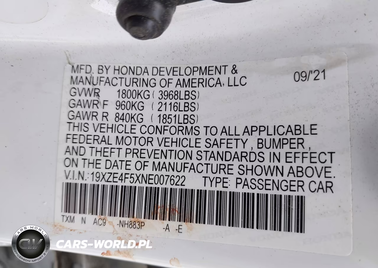 2022 Honda Insight Ex VIN:19XZE4F5XNE007622 - 9