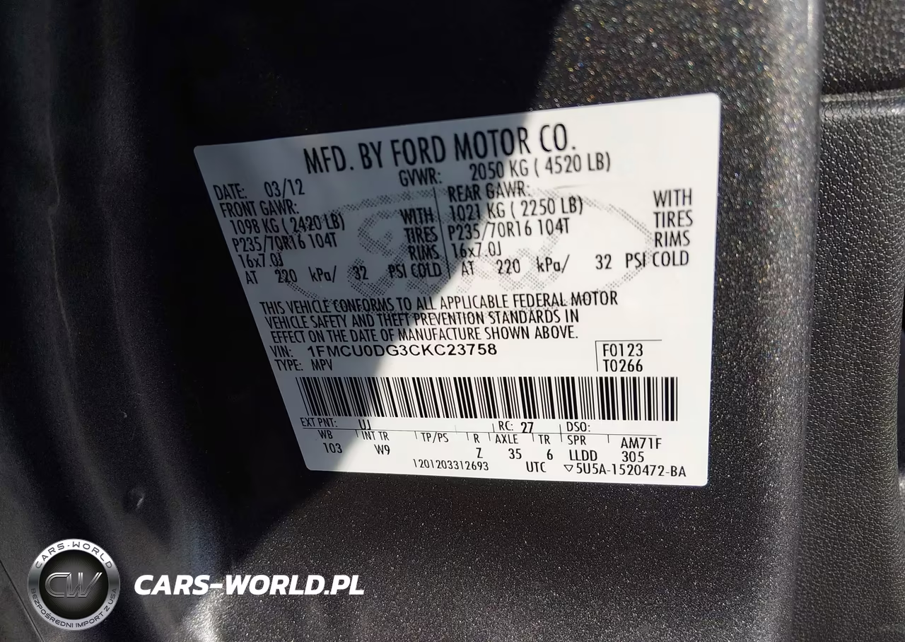 2012 Ford Escape Xlt VIN:1FMCU0DG3CKC23758 - 9