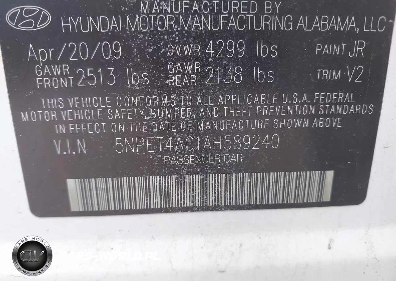 2010 Hyundai Sonata Gls VIN:5NPET4AC1AH589240 - 9