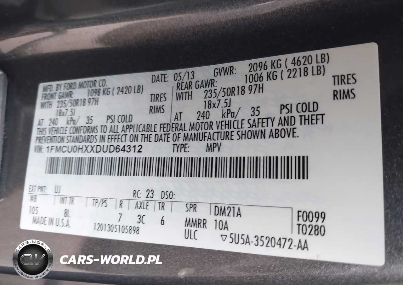 2013 Ford Escape Sel VIN:1FMCU0HXXDUD64312 - 9