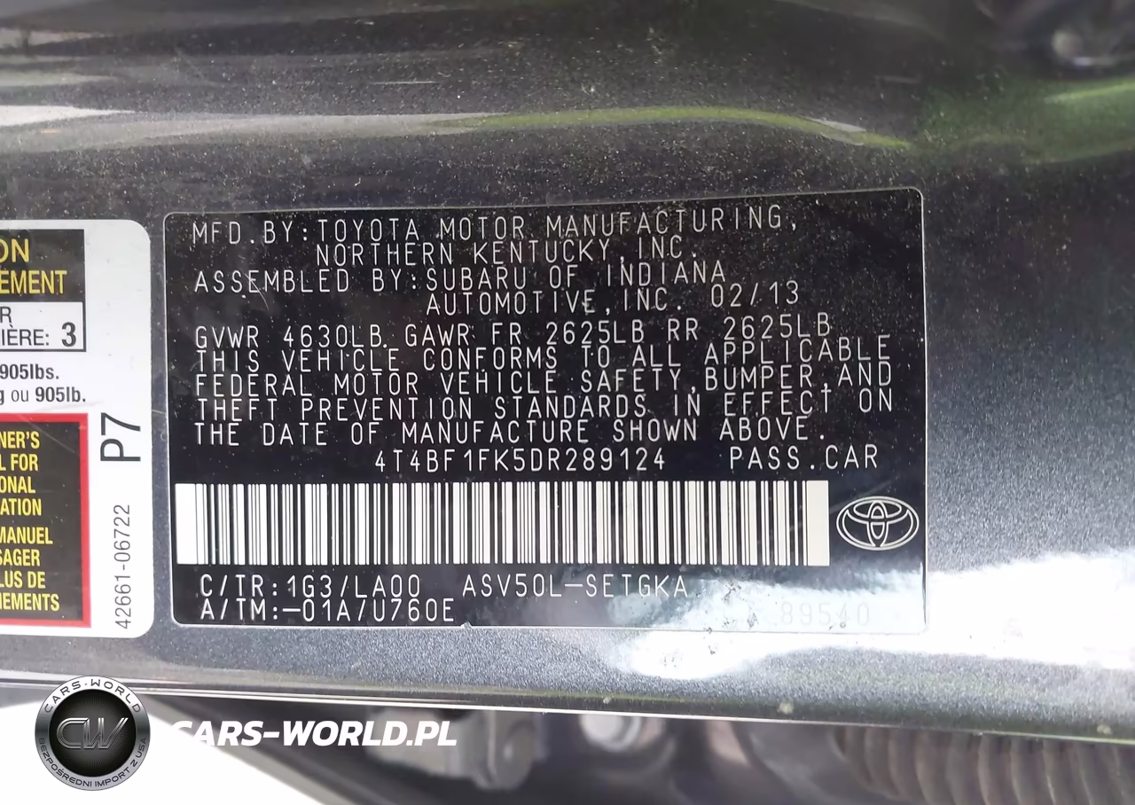 2013 Toyota Camry Xle VIN:4T4BF1FK5DR289124 - 9