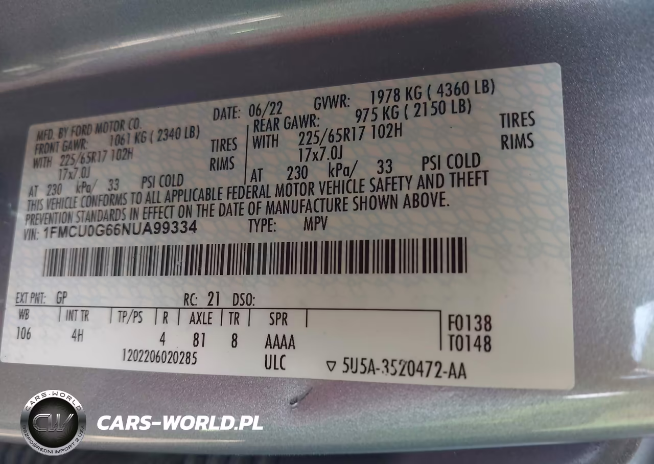 2022 Ford Escape Se VIN:1FMCU0G66NUA99334 - 9