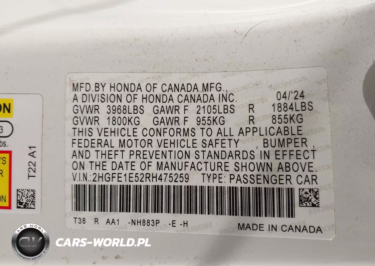 2024 Honda Civic Si Sedan VIN:2HGFE1E52RH475259 - 9