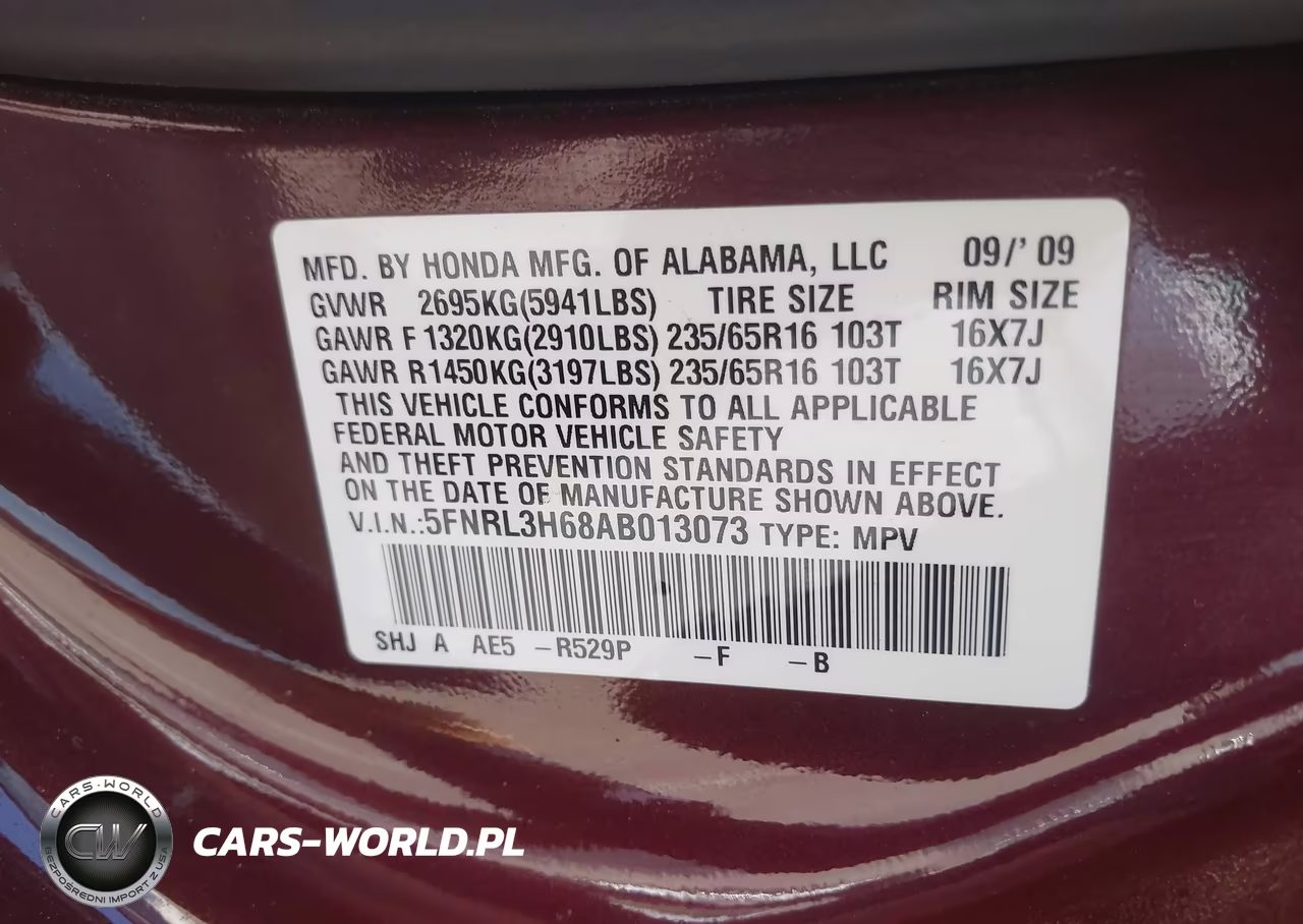 2010 Honda Odyssey Ex-L VIN:5FNRL3H68AB013073 - 9