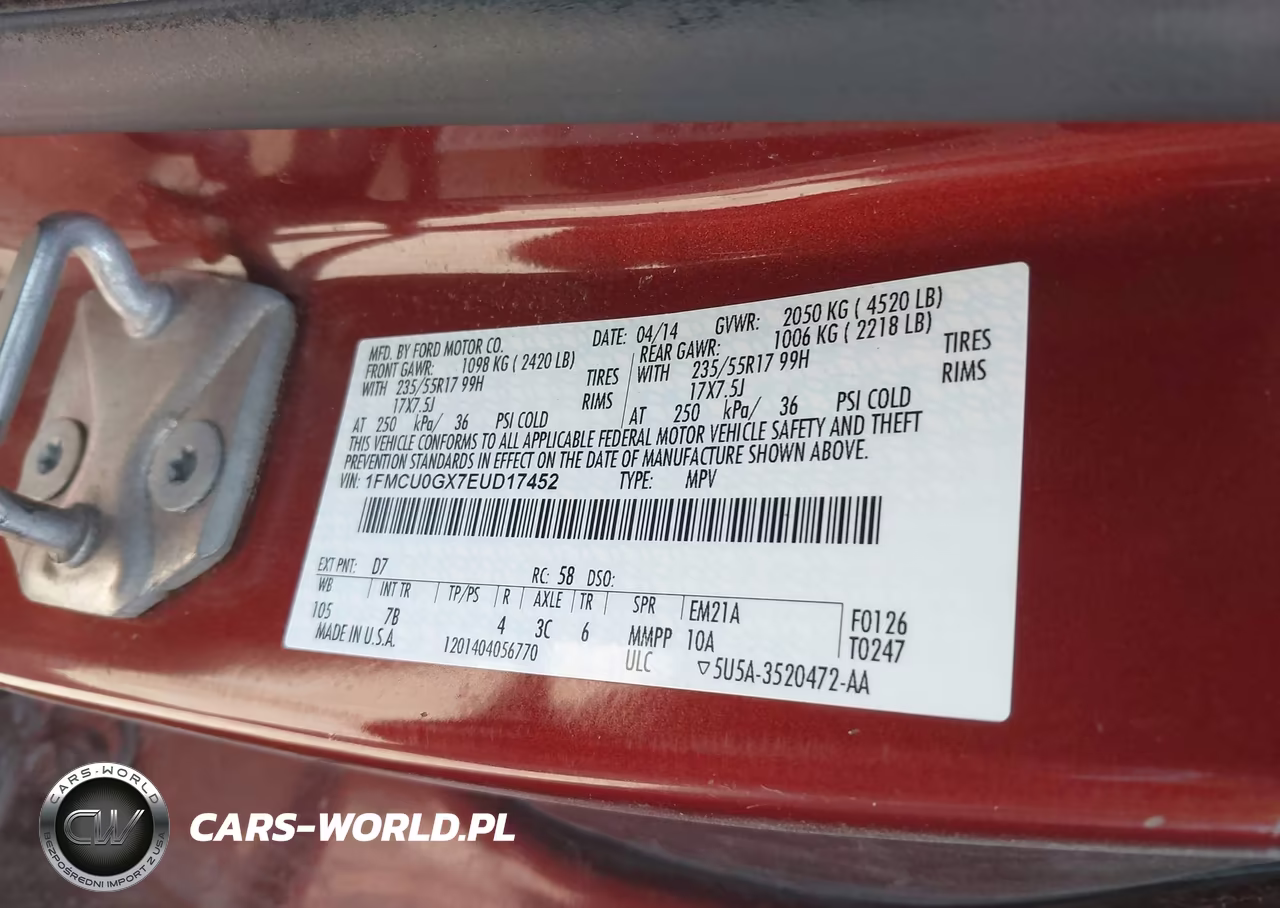 2014 Ford Escape Se VIN:1FMCU0GX7EUD17452 - 9