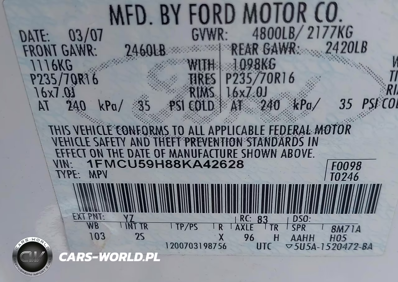 2008 Ford Escape Hybrid VIN:1FMCU59H88KA42628 - 9