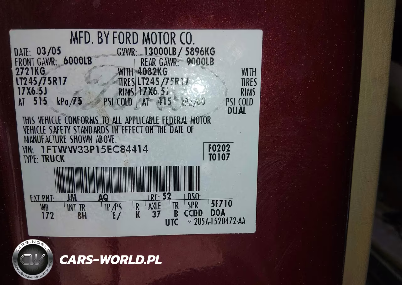 2005 Ford F-350 VIN:1FTWW33P15EC84414 - 9