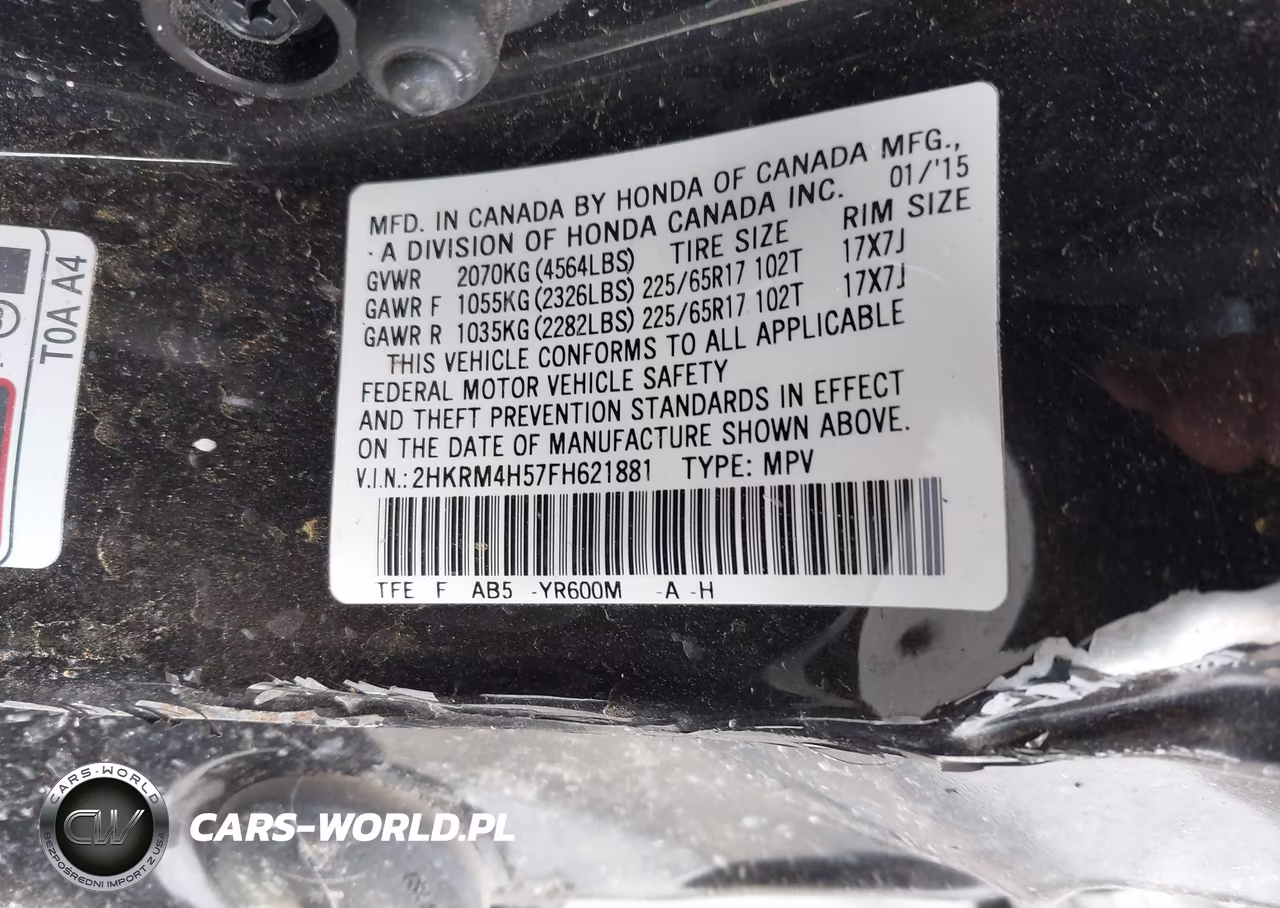 2015 Honda Cr-V Ex VIN:2HKRM4H57FH621881 - 9