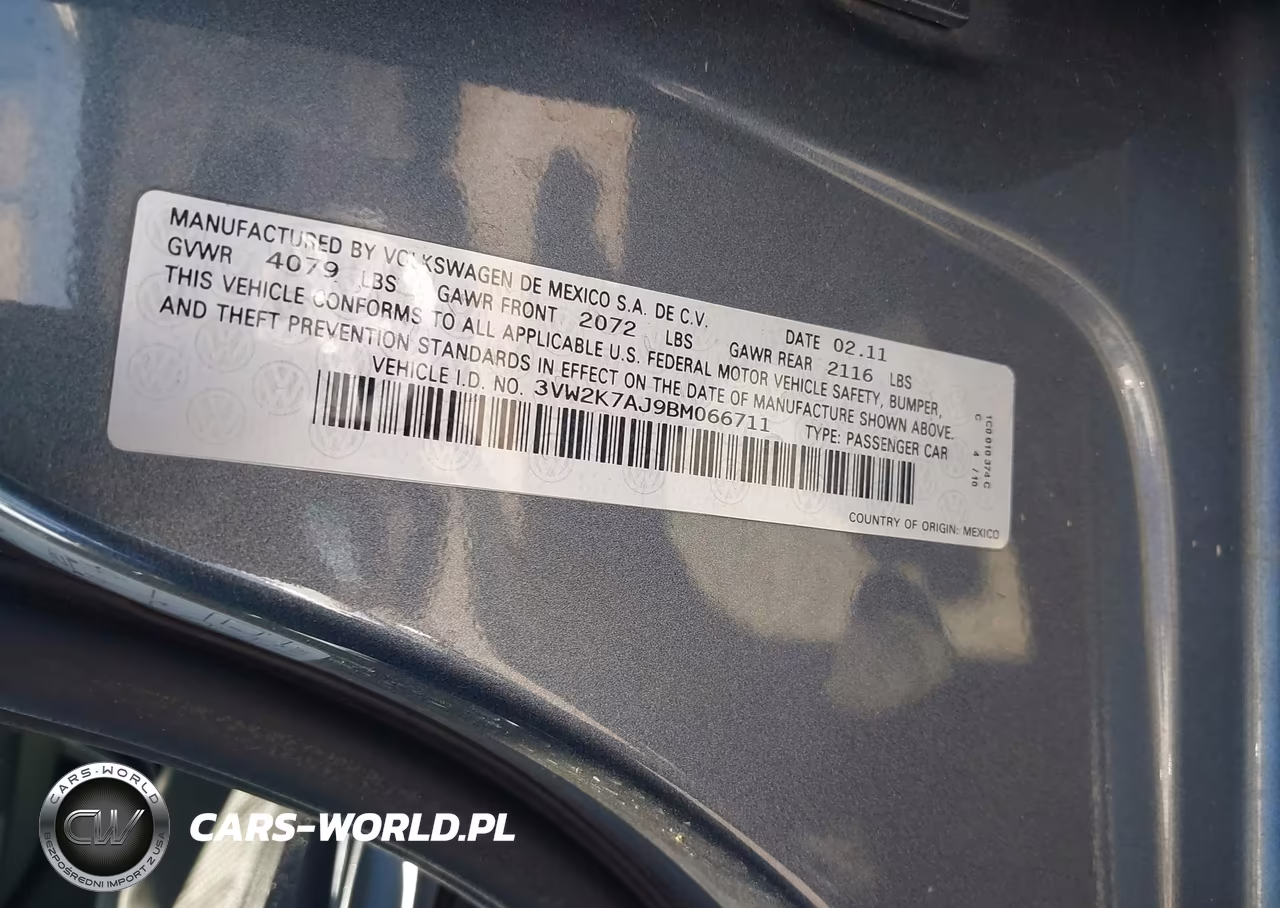 2011 Volkswagen Jetta 2.0L S VIN:3VW2K7AJ9BM066711 - 9