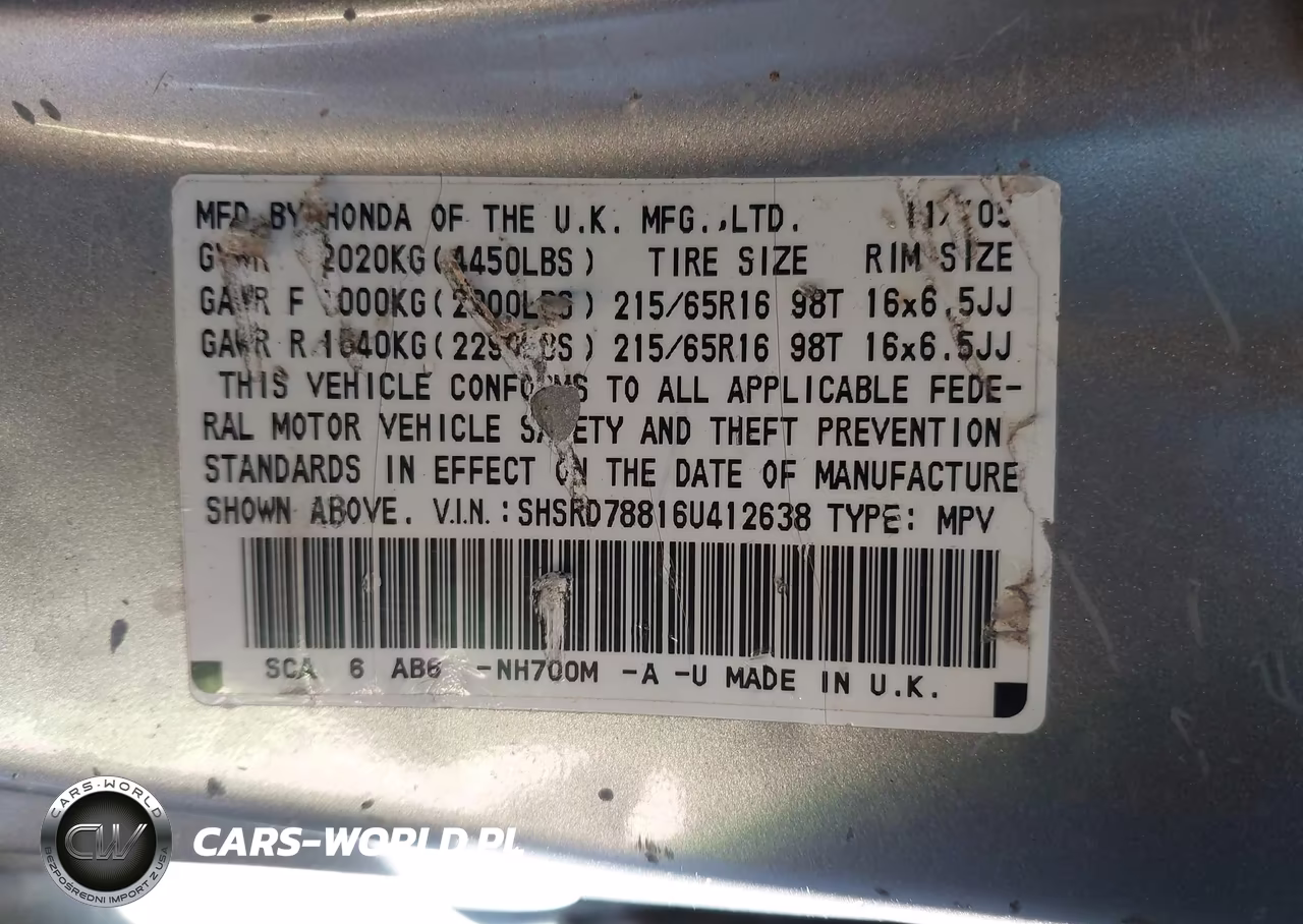 2006 Honda Cr-V Ex VIN:SHSRD78816U412638 - 9