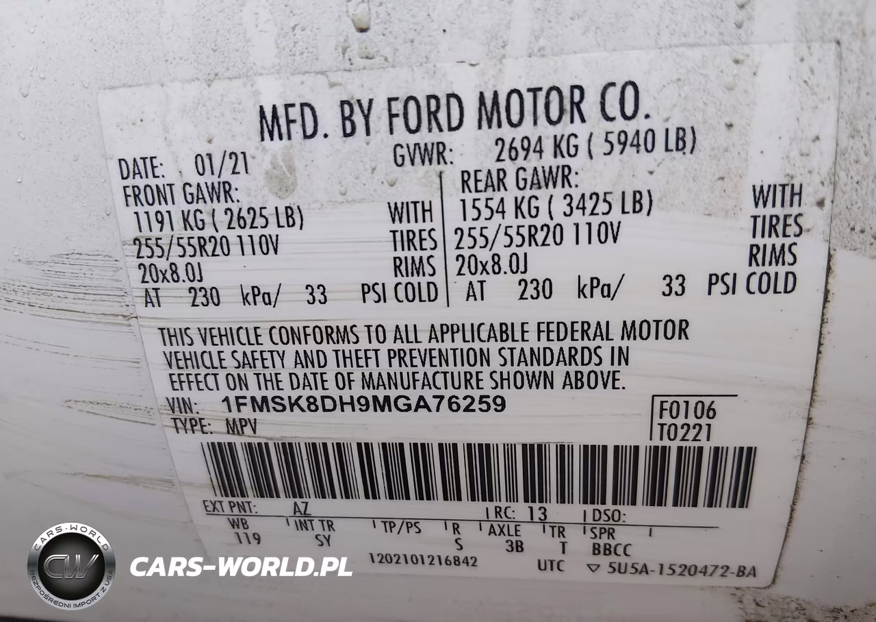 2021 Ford Explorer Xlt VIN:1FMSK8DH9MGA76259 - 9