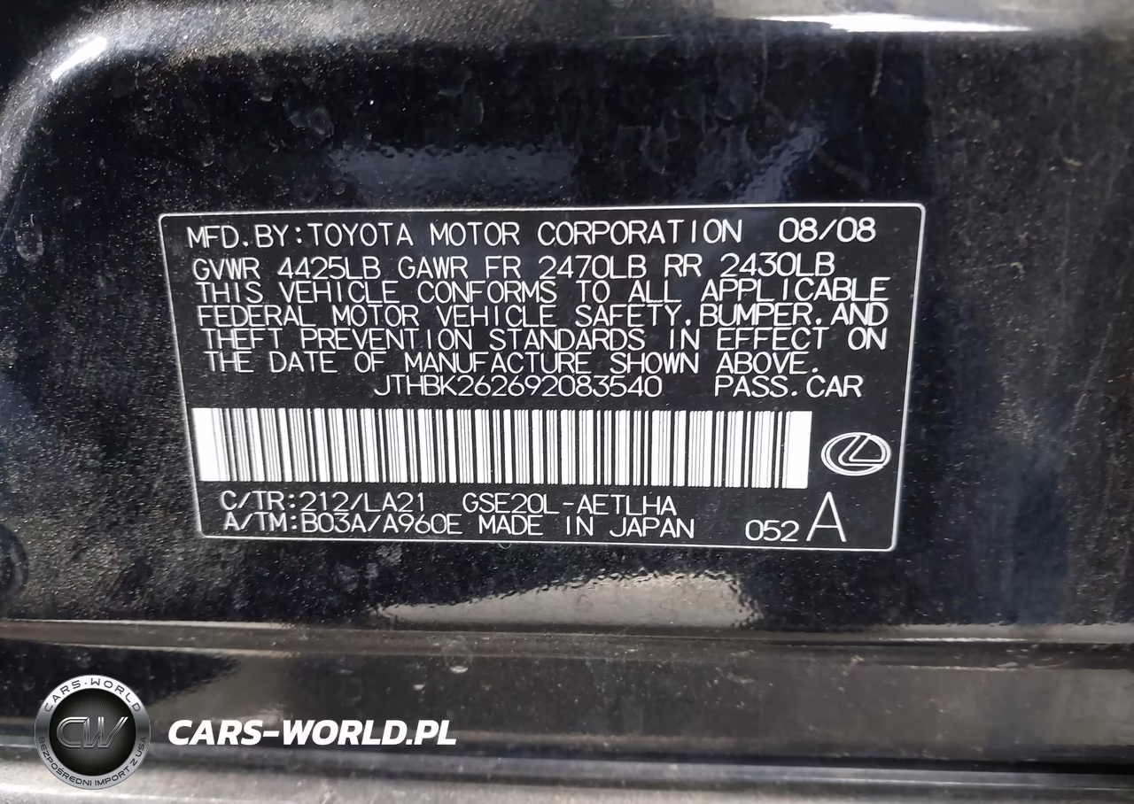 2009 Lexus Is 250 VIN:JTHBK262692083540 - 9