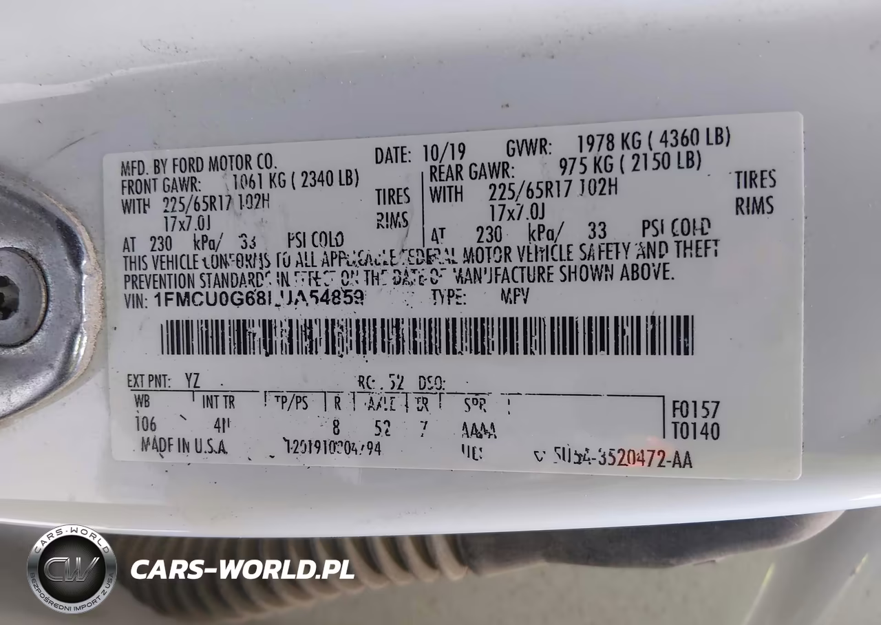 2020 Ford Escape Se VIN:1FMCU0G68LUA54859 - 9