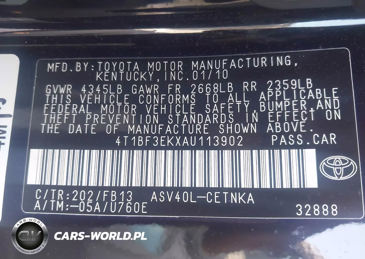 2010 Toyota Camry Le VIN:4T1BF3EKXAU113902 - 9