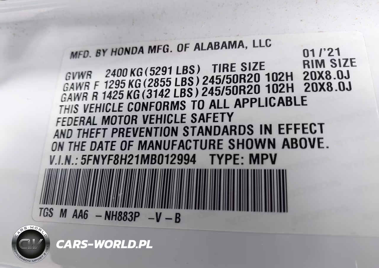 2021 Honda Passport Awd Sport VIN:5FNYF8H21MB012994 - 9