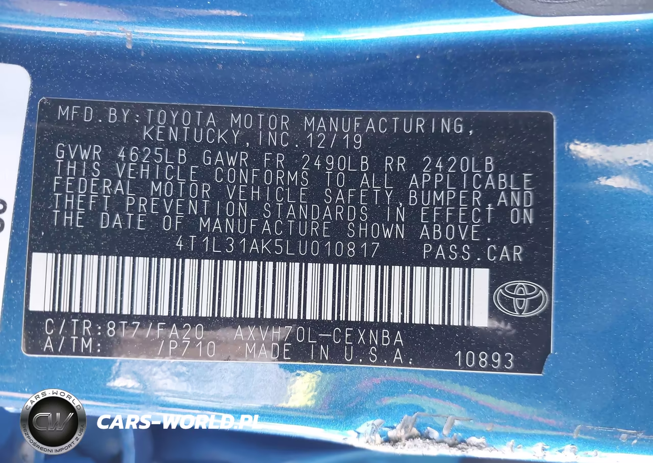 2020 Toyota Camry Le Hybrid VIN:4T1L31AK5LU010817 - 9