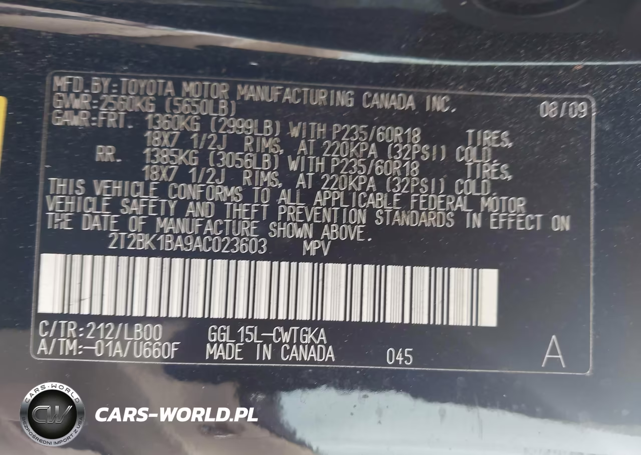2010 Lexus Rx 350 VIN:2T2BK1BA9AC023603 - 9