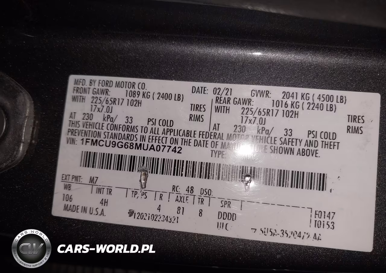 2021 Ford Escape Se VIN:1FMCU9G68MUA07742 - 9