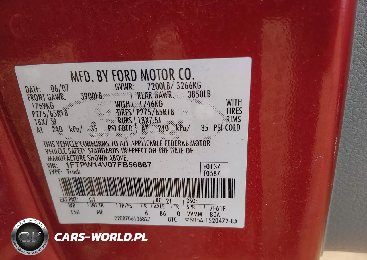 2007 Ford F-150 Fx4-Lariat-Xlt VIN:1FTPW14V07FB56667 - 9