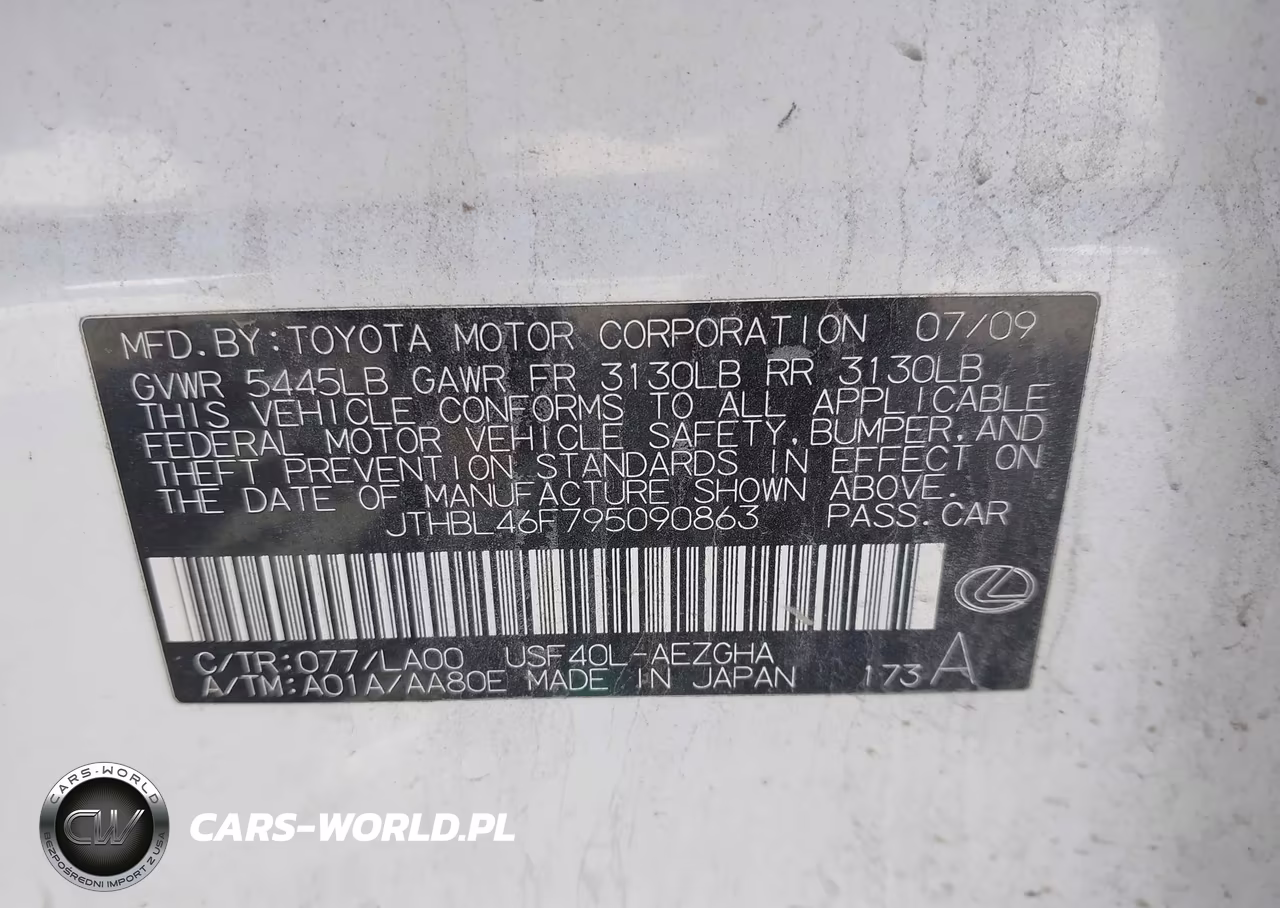2009 Lexus Ls 460 VIN:JTHBL46F795090863 - 9