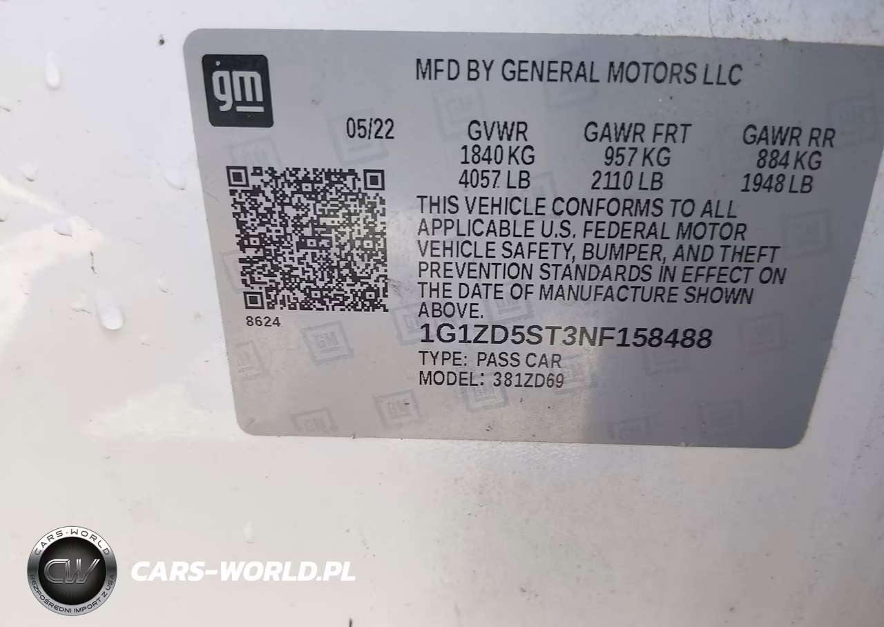 2022 Chevrolet Malibu Fwd Lt VIN:1G1ZD5ST3NF158488 - 9