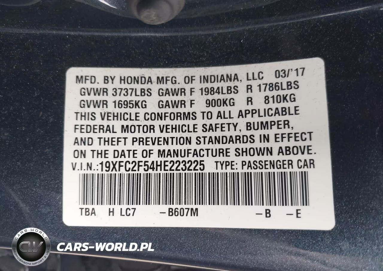 2017 Honda Civic Lx VIN:19XFC2F54HE223225 - 9