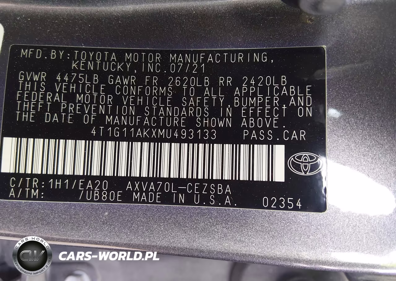 2021 Toyota Camry Se VIN:4T1G11AKXMU493133 - 9